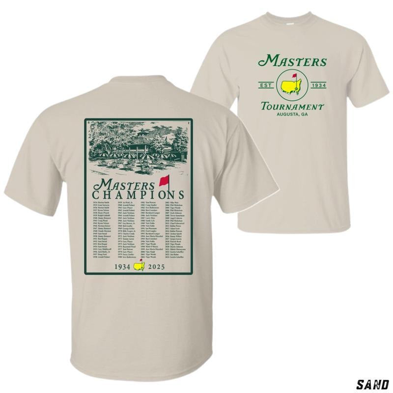 Masters Tournament 2025 Shirt, Classic Design Featuring Iconic Champions List and Augusta National Golf Club, Perfect for...