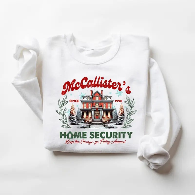 McCallister Home Security Sweatshirt, Christmas Movie Sweater, Funny Christmas Sweatshirt, McCallister Shirt, Christmas...