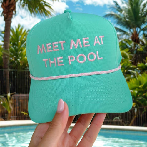 'Meet Me at the Pool' Embroidered Snapback Rope Hat T-Shirts, Hoodie, Sweatshirt | RetroVerseTees.com