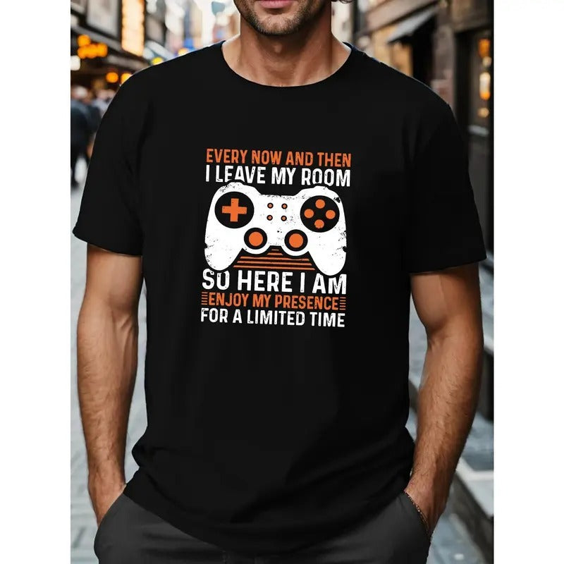Men's Oversized T-Shirts, Gamepad Graphic Print Men's Short Sleeve T-Shirt Menswear Top Embroidered Tshirt Hoodie, Sweatshirt