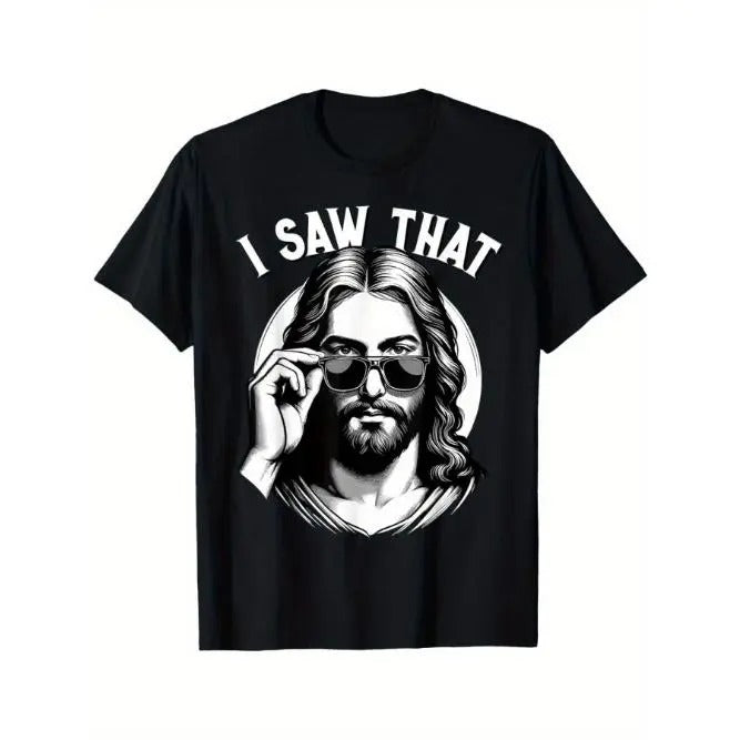 Men's Short T-shirt Jesus, I Saw That T-shirt, Trendy Cotton Tops Short Sleeve,Comfort Fit Men's Tee, Crew Neck Tee,...