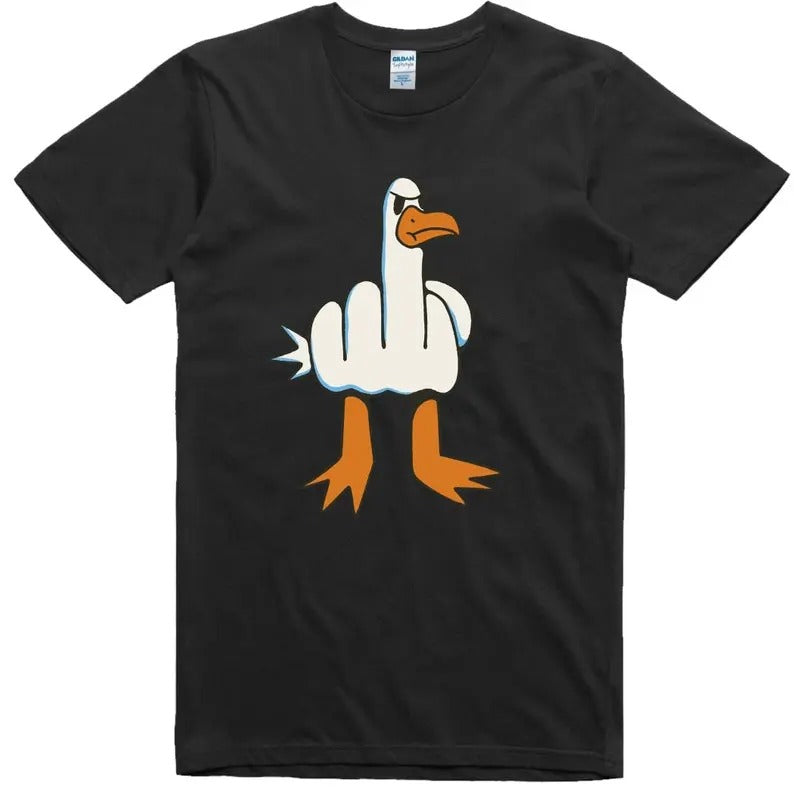 Mens Funny T-Shirt Rude Seagull Design Regular Fit 100% Cotton Tee Shortsleeve Menswear Hoodie, Sweatshirt