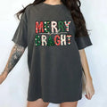 Merry And Bright Comfort Colors Shirt, Merry Christmas Unhinged Tees, Christmas Vibes Oversized Graphic Tee, Christmas...