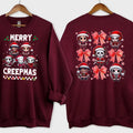 Merry Creepmas Horror Christmas Sweatshirt 2 Sides, Funny Character Christmas Sweatshirt, Xmas Horror Movie Sweatshirt,...