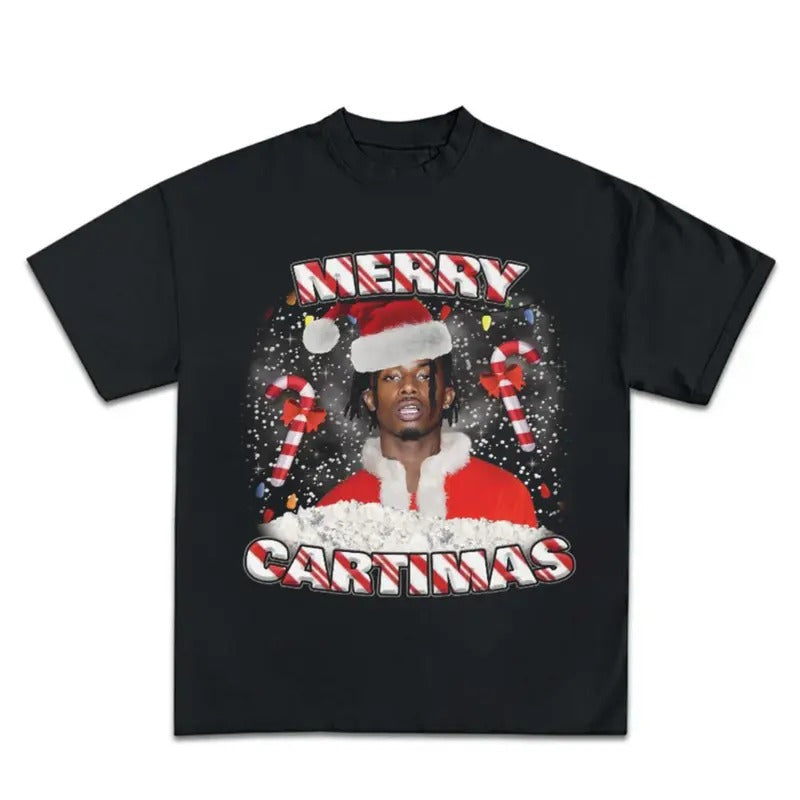 Mery Cartimas Red Winter Christmas King Carti Santa Graphic Rap Tee Shirt Streetwear Hoodie, Sweatshirt | RetroVerseTees.com