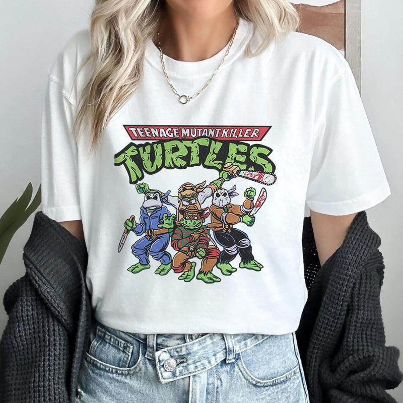 Michael Myers, Jason Voorhees, Freddy Krueger, Tenenage Mutant Killer Turtles T-Shirt Hoodie, Sweatshirt | RetroVerseTees.com