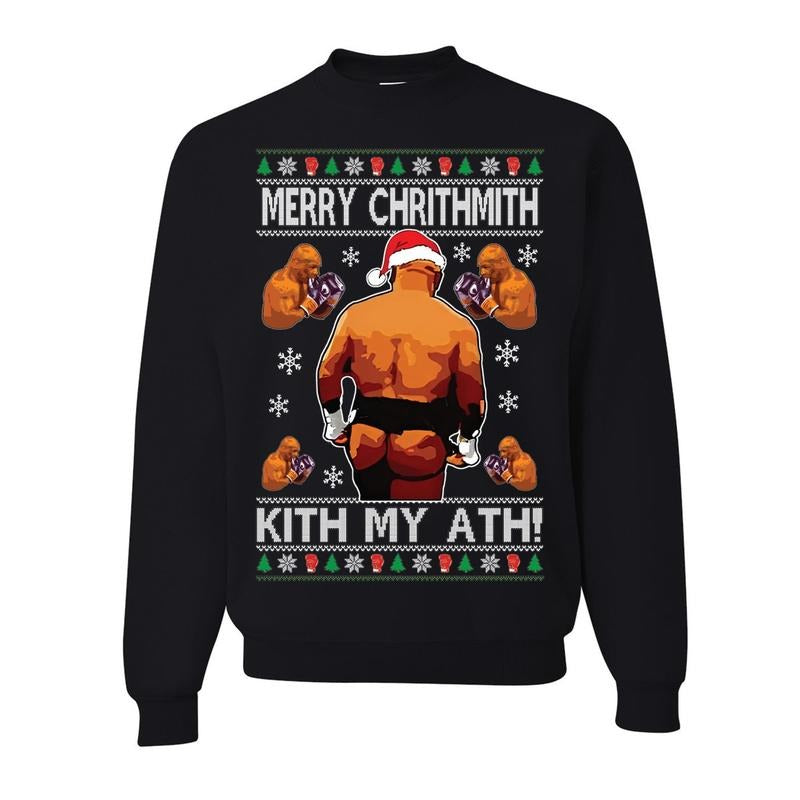 Mike Tyson Ugly Christmas Sweater Unisex Crewneck Ugly Christmas Cotton Menswear T-Shirts, Hoodie, Sweatshirt