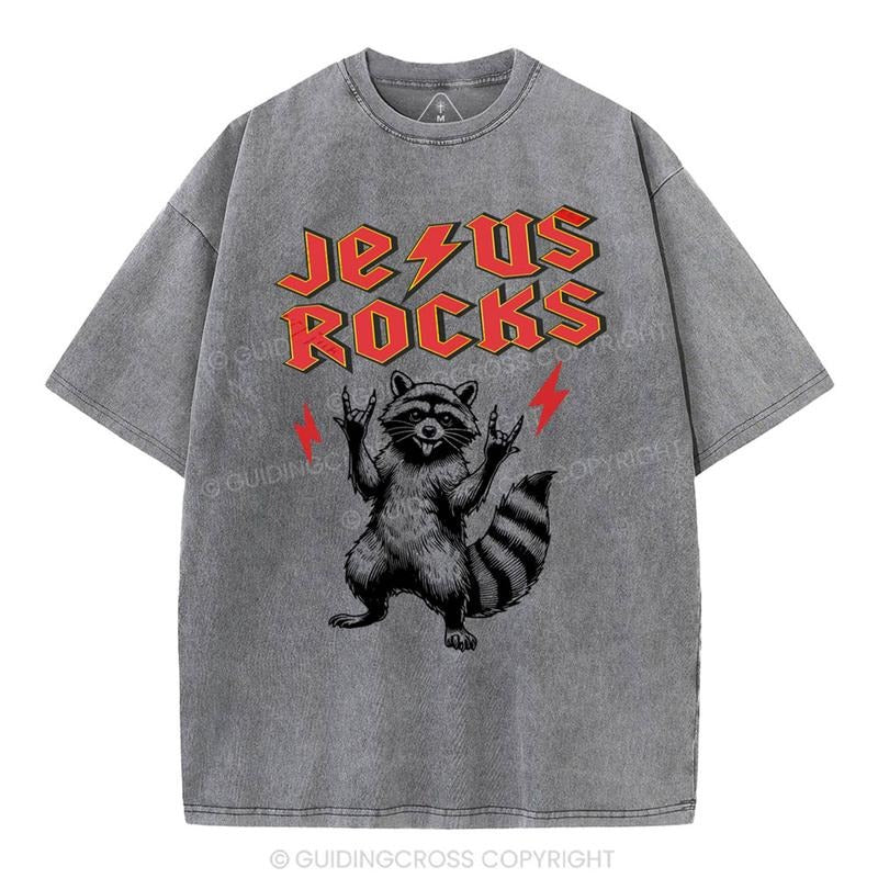 [ Mineral Wash ] Jesus Rocks Christian Washed Shirt Jesus Graphic Washed Style Shirt Hoodie, Sweatshirt | RetroVerseTees.com