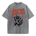 [ Mineral Wash ] Jesus Rocks Christian Washed Shirt Jesus Graphic Washed Style Shirt Hoodie, Sweatshirt | RetroVerseTees.com