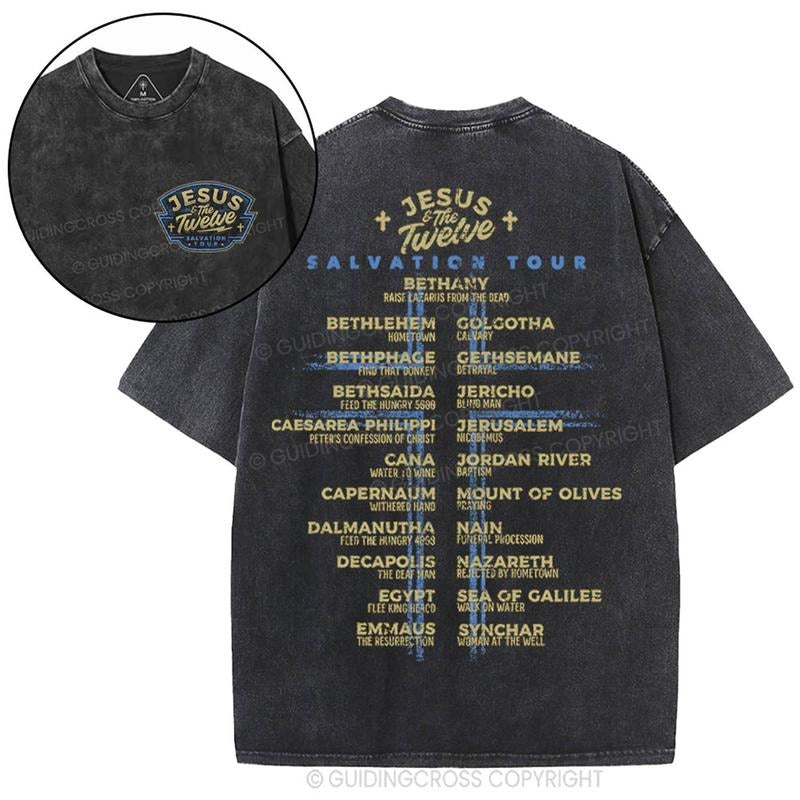 [ Mineral Wash ] Jesus Salvation Tour Chrsitian Washed Shirt Jesus Graphic Washed Style Shirt Hoodie, Sweatshirt