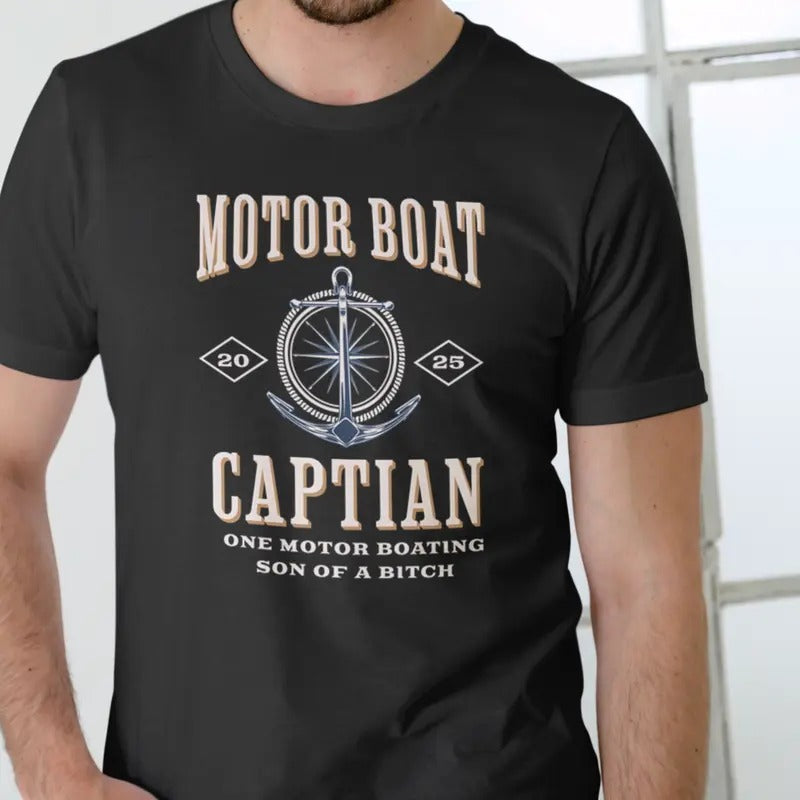 Motor boat Captain T Shirt, Unisex Casual Menswear Hoodie, Sweatshirt | RetroVerseTees.com