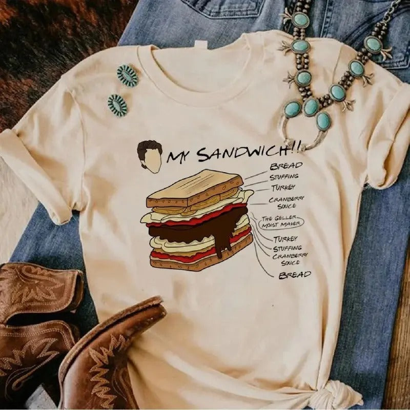 My Sandwitch Bread Stuffing Turkey Shirt, Friends Tv Chandler Bing T-shirts, Thanksgivings Vintage Tshirt Friends Lovers...