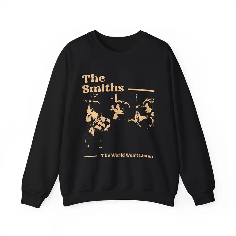NEW The Smiths Sweatshirt, The World Won't Listens Graphic Retro Music Sweatshirt Classic Crewneck T-Shirts, Hoodie