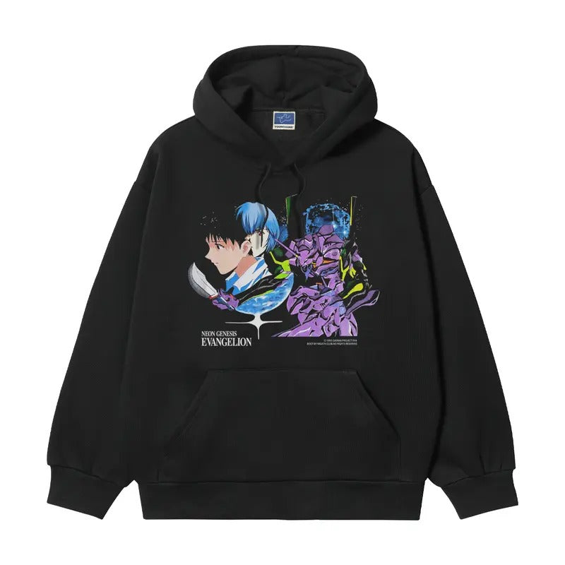 Neon Genesis Evangelion "For This World" Heavyweight Vintage Hoodie Cotton Blend Classic Anime Sweatshirt Menswear Tops...
