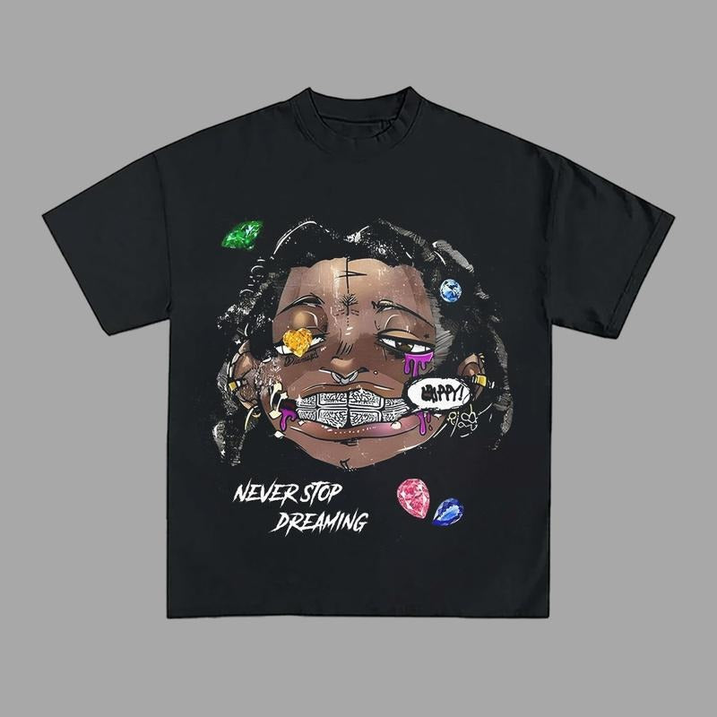 Never Stop Dreaming Graphic Tees Y2k Clothing Oversized Aesthetic Streetwear T-Shirt for Men Women Hoodie, Sweatshirt