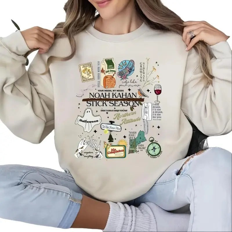 Noah Kahan Stick Season Shirt - Retro Cute Sweatshirt, T-Shirt, Women's Shirt - Womenswear Hoodie | RetroVerseTees.com