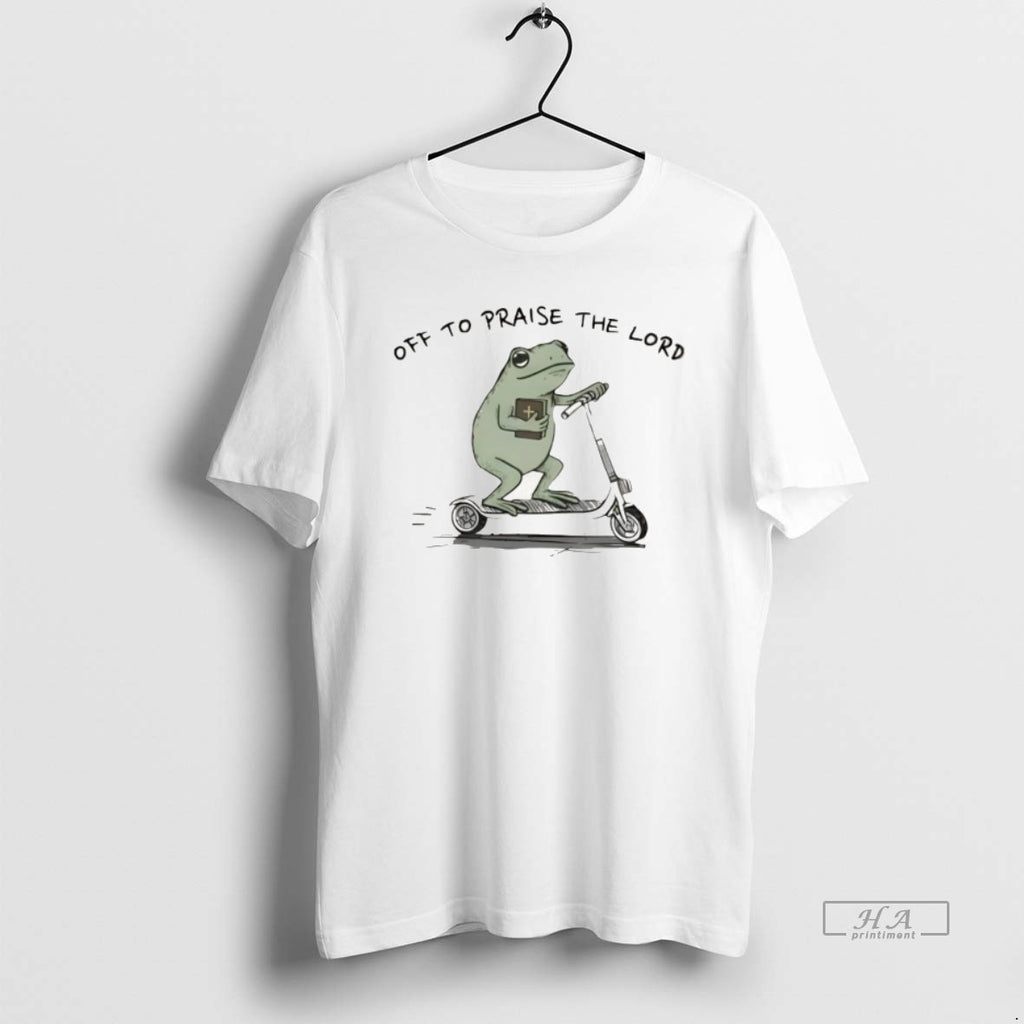 Official Funny Christian Frog Off To Praise The Lord T-Shirts, Hoodie, Sweatshirt | RetroVerseTees.com