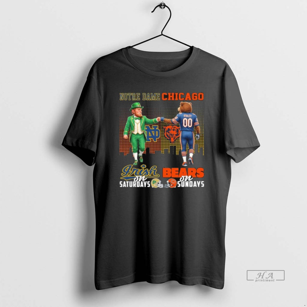 Official Irish Vs Bears Mascot On Saturdays And On Sundays T-Shirts, Hoodie, Sweatshirt | RetroVerseTees.com