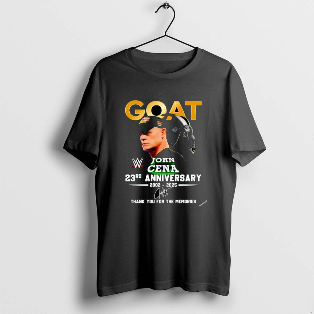 Official John Cena Goat 23rd Anniversary 2002 2025 Thank You For The Memories Christmas T-Shirts, Hoodie, Sweatshirt