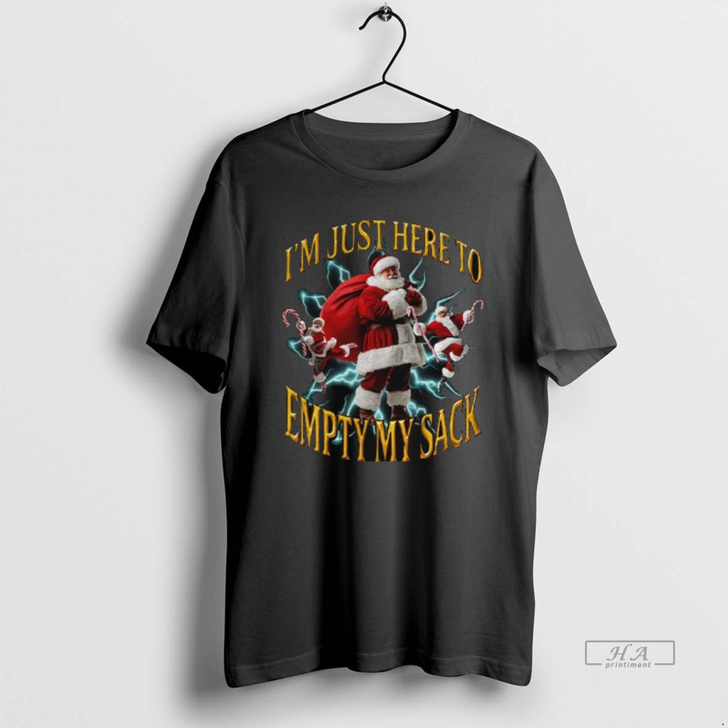 Official Santa Hat Im Just Here To Empty My Sack Merry Christmas T-Shirts, Hoodie, Sweatshirt | RetroVerseTees.com