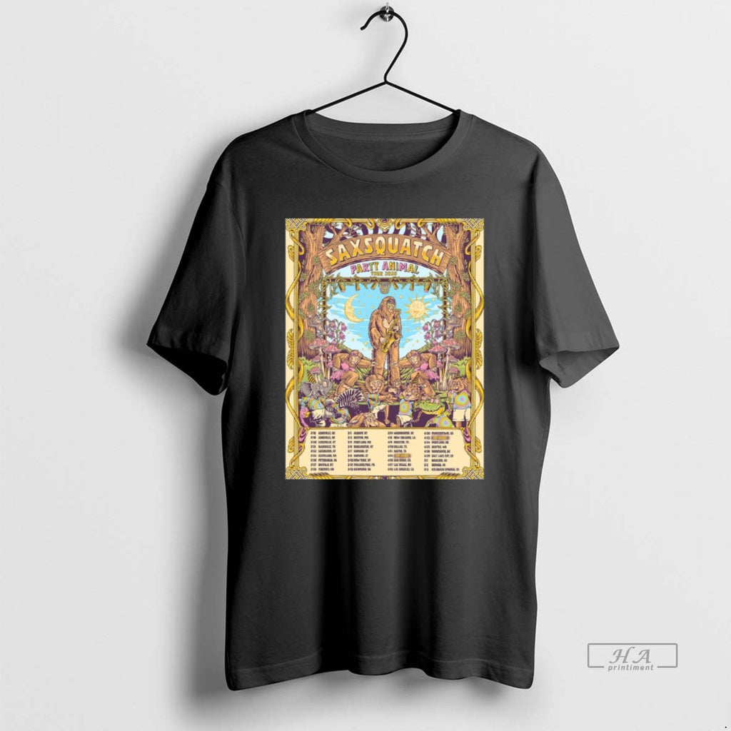 Official Saxsquatch Party Animal Tour 2026 North America T-Shirts, Hoodie, Sweatshirt | RetroVerseTees.com