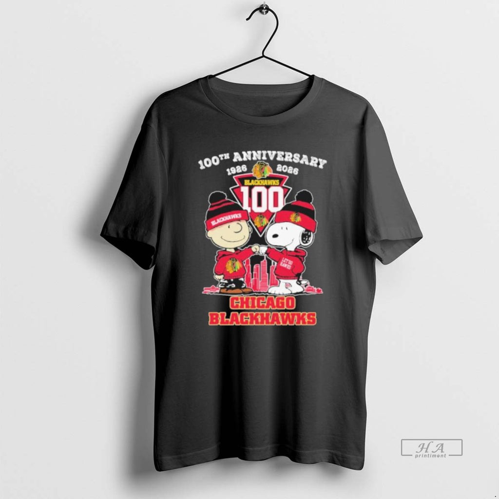 Official The Peanuts Fist Bump X Chicago Blackhawks 100th Anniversary 1926 2026 T-Shirts, Hoodie, Sweatshirt