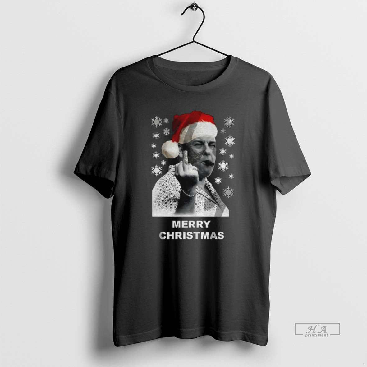 Official The Sopranos Santa Middle Finger Merry Christmas T-Shirts, Hoodie, Sweatshirt | RetroVerseTees.com