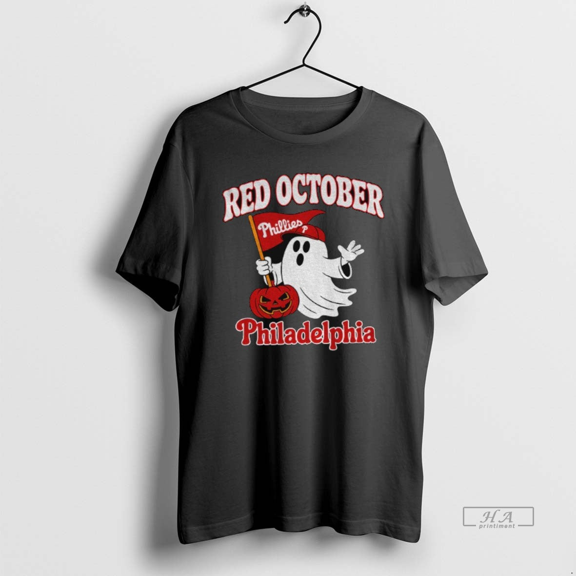 Official Trendy Retro Red October Ghost Philadelphia Baseball Halloween