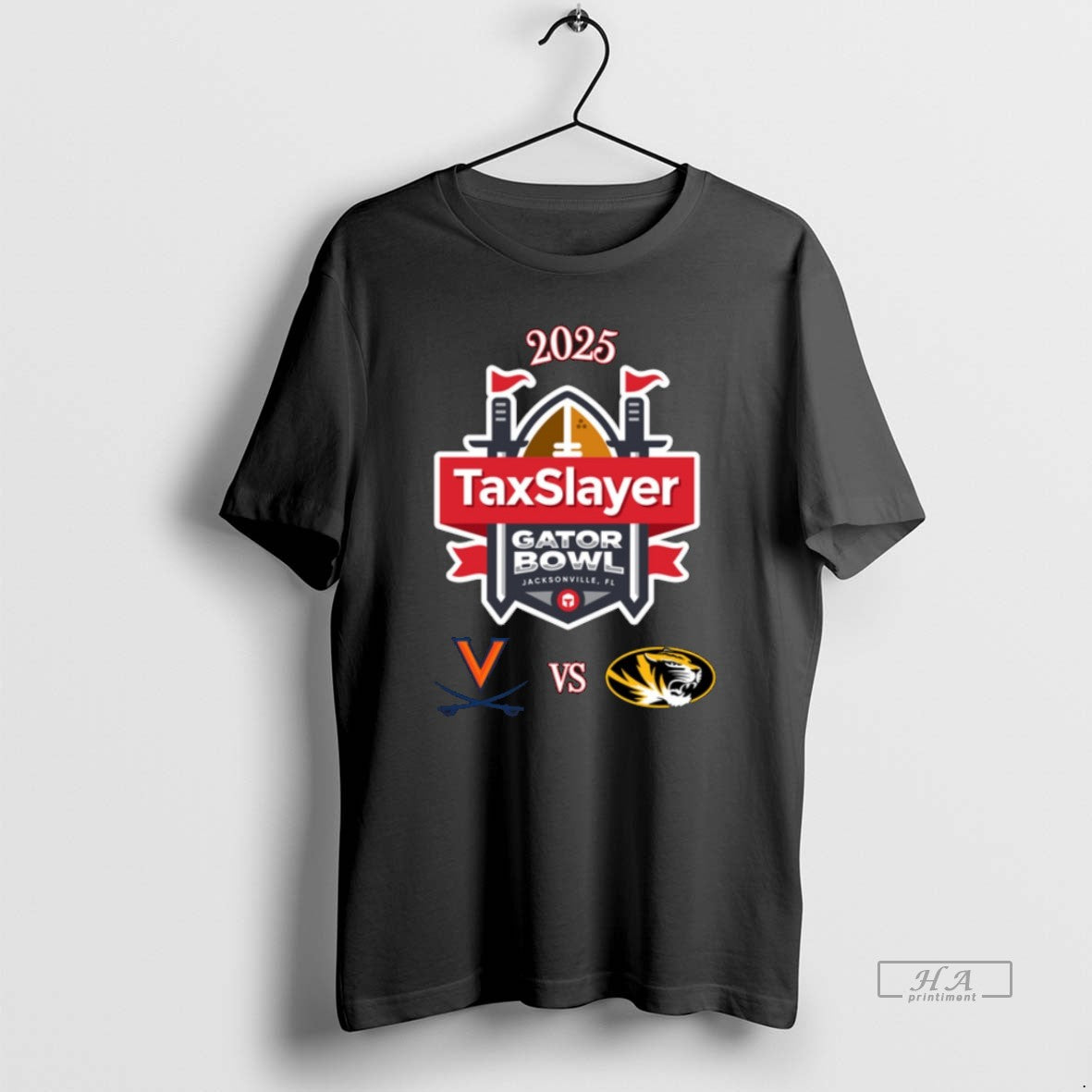 Official Virginia Cavaliers Vs Missouri Tigers 2025 Taxslayer Gator Bowl Match Up Logos T-Shirts, Hoodie, Sweatshirt