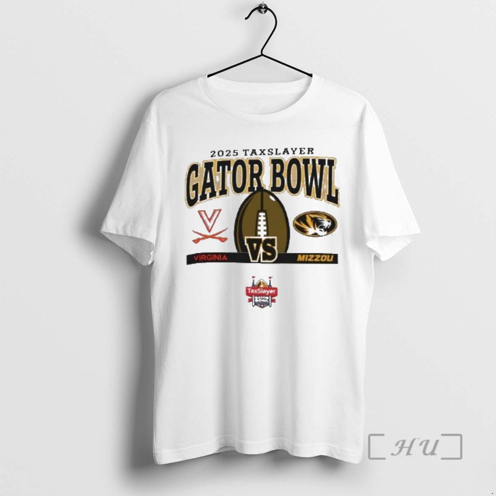 Officials 2025 Taxslayer Gator Bowl Virginia Cavaliers Vs Mizzou Tigers Logo Premium T Shirts Sweater Hoodie, Sweatshirt