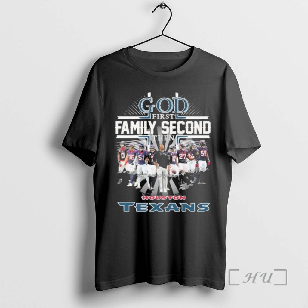 Officials God First Family Second Then Houston Texans Playoffs T-Shirts, Hoodie, Sweatshirt | RetroVerseTees.com