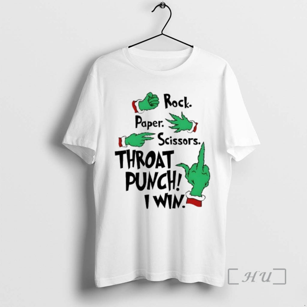 Officials Grinch Hand Rock Paper Scissors Throat Punch I Win Christmas Premium T Shirts Sweater Hoodie, Sweatshirt