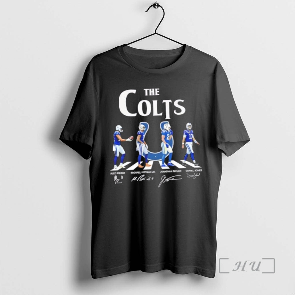Officials Indianapolis Colts Daniel Jones Jonathan Taylor Michael Pittman Jr Alec Pierce Abbey Road Signatures T-Shirts,...