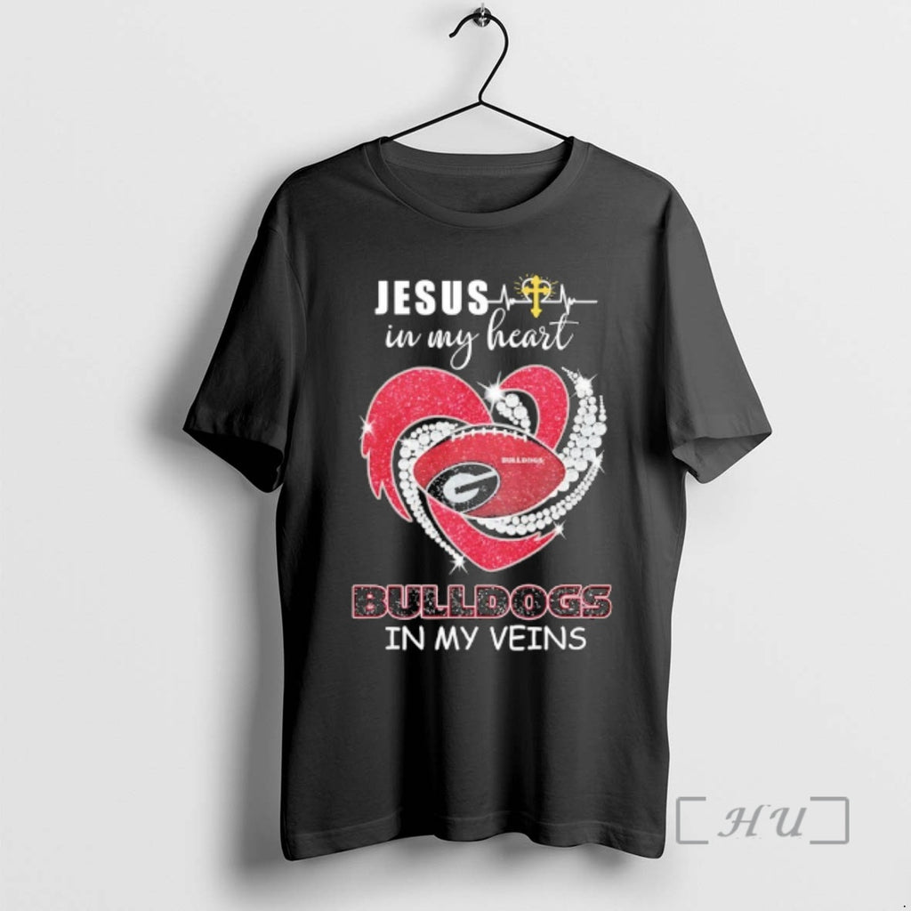 Officials Jesus In My Heart Georgia Bulldogs In My Veins Logo Team Premium T Shirts Hoodie, Sweatshirt | RetroVerseTees.com