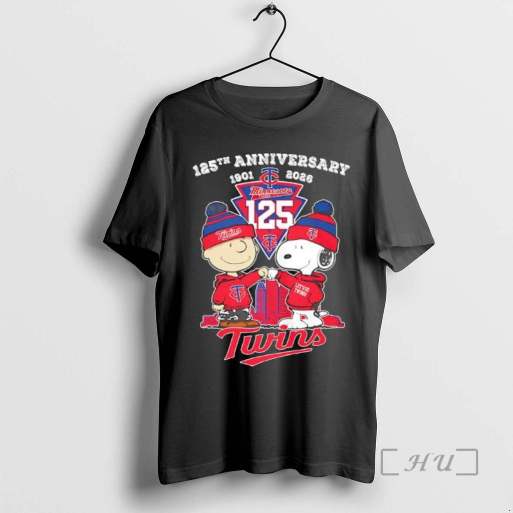 Officials Peanuts X Minnesota Twins 125th Anniversary 1901 2026 Skyline City Premium T Shirts Sweater Hoodie, Sweatshirt