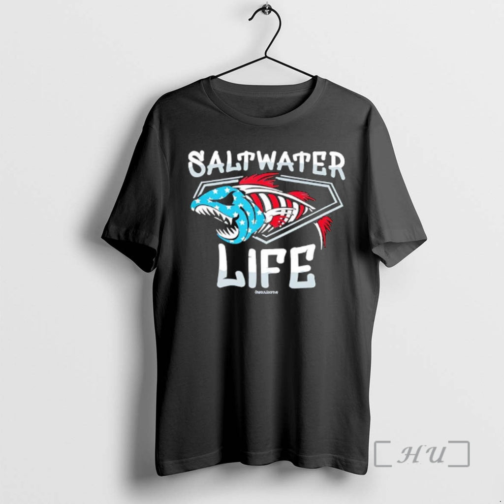Officials Saltwater Water Life American Flag Fish Graphic T-Shirts, Hoodie, Sweatshirt | RetroVerseTees.com