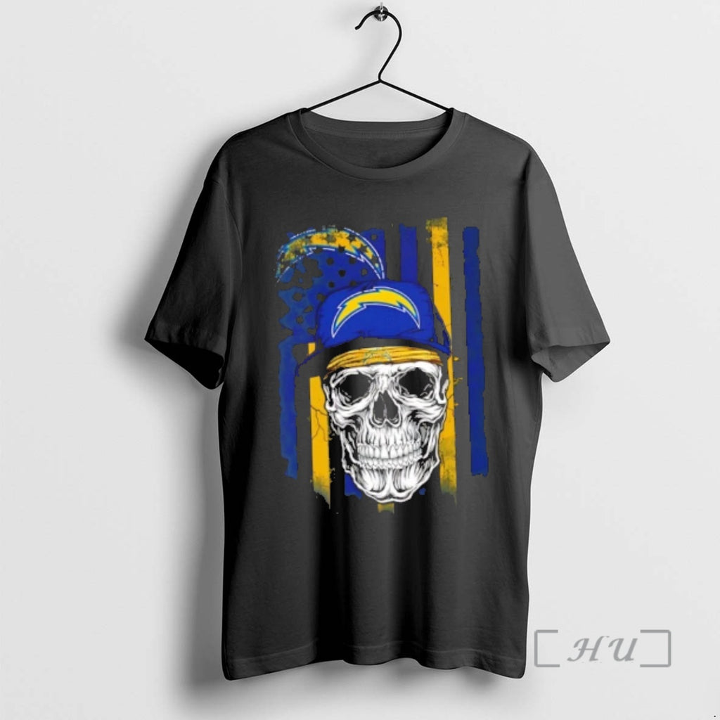 Officials Skull Wearing A Cap Los Angeles Chargers Us Flag T-Shirts, Hoodie, Sweatshirt | RetroVerseTees.com