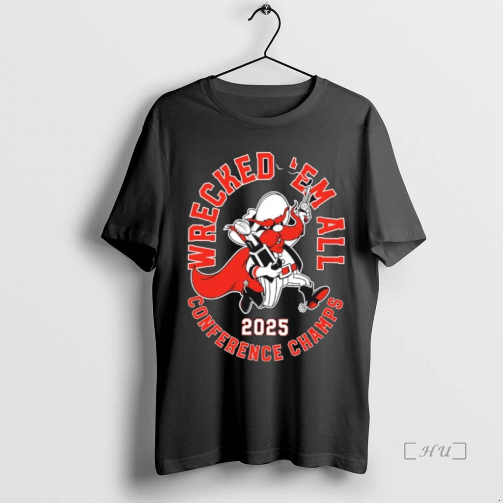 Officials Texas Tech Red Raiders 2025 Wrecked Em Conference Champs T-Shirts, Hoodie, Sweatshirt | RetroVerseTees.com