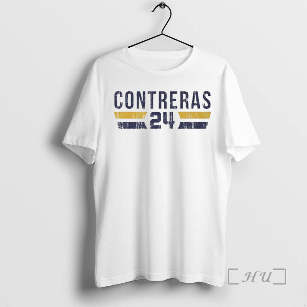 Officials William Contreras 24 Milwaukee Brewers Player Name And Number T-Shirts, Hoodie, Sweatshirt | RetroVerseTees.com