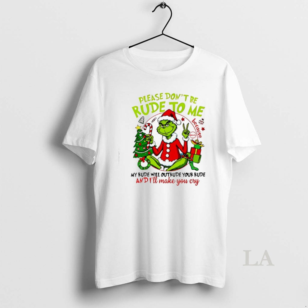 Original Grinch Santa Suit Please Dont Be Rude To Me T-Shirts, Hoodie, Sweatshirt | RetroVerseTees.com