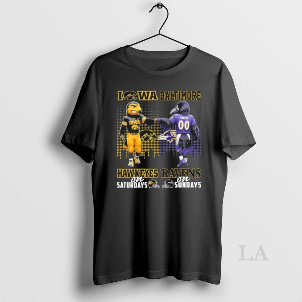 Original Hawkeyes Vs Ravens Mascot On Saturdays And On Sundays T-Shirts, Hoodie, Sweatshirt | RetroVerseTees.com