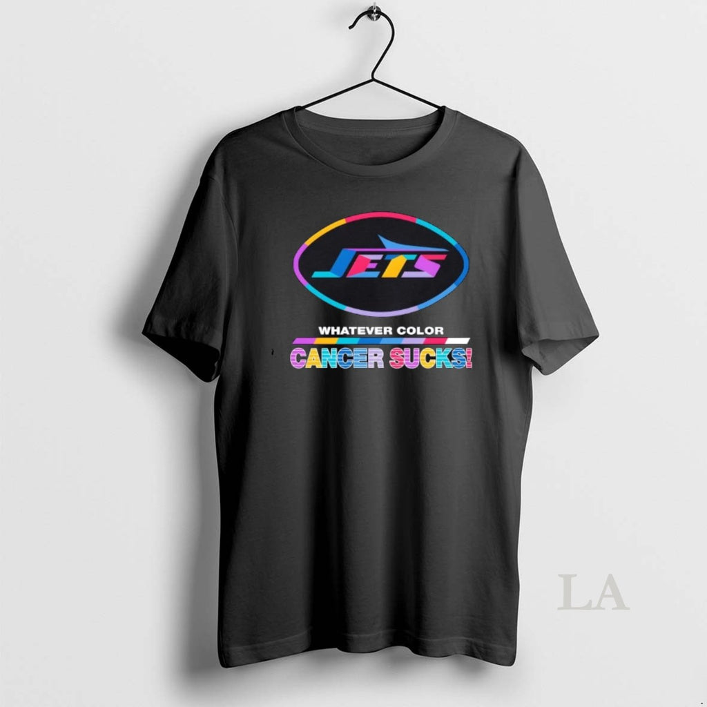 Original New York Jets Football Whatever Color Cancer Sucks Logo Colors T-Shirts, Hoodie, Sweatshirt | RetroVerseTees.com
