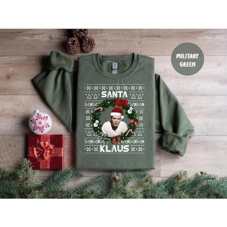Oversized Niklaus Mikaelson Christmas Sweatshirt, Santa Klaus Sweatshirt, Vampire Diaries Xmas Sweater, Ugly Christmas...