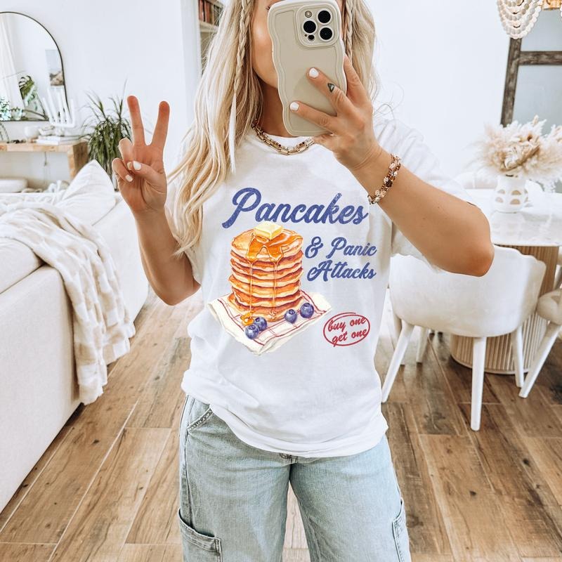 Pancakes & Panic Attacks DTF Transfers - THIS IS NOT A SHIRT Hoodie, Sweatshirt | RetroVerseTees.com