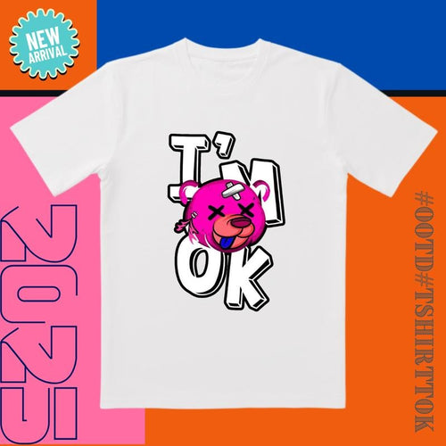 'I'm OK' Black Tee |   3D Cut & Neon Clash |   Trendy All-Day Style for Streetwear/Date/Party Hoodie, Sweatshirt