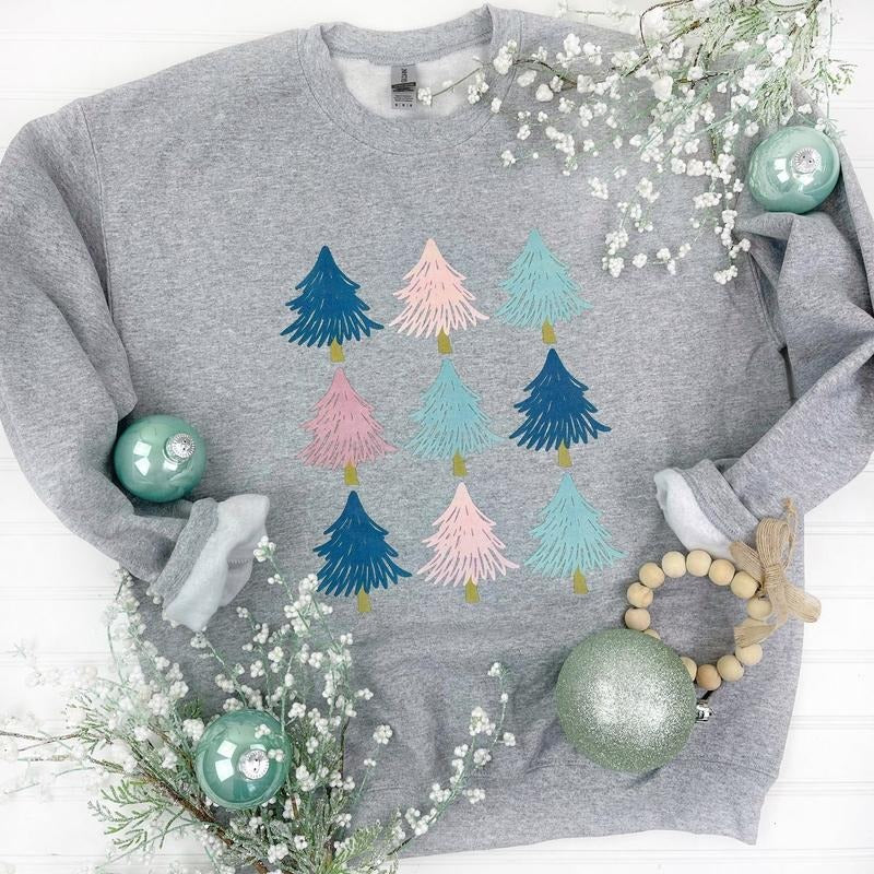 Pastel Tree Collage Sweatshirt T-Shirts, Hoodie | RetroVerseTees.com