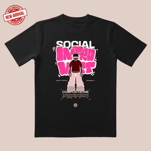 'Socially Friendly' Tee |   3D Cut & Soft Glow Texture |   Comfort Zone Style for Home/Date/Personal Expression Hoodie,...