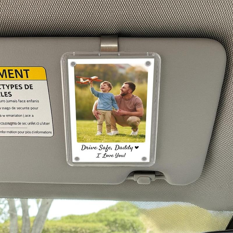 Personalized Dad Car Visor Clip PHOTO INCLUDED, Drive Safe Sun Visor, Father's Day Gift for Dad Grandpa, New Dad Gift,...