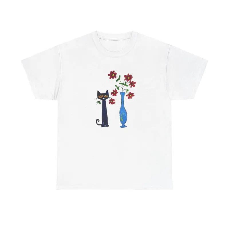Pete the Cat Floral Shirt, Cute Cat Graphic Tee, Casual Art T-Shirt Hoodie, Sweatshirt | RetroVerseTees.com