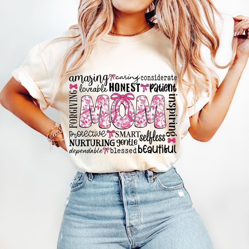 Pink Mama Coquette T-Shirt, Mama T-Shirt, Floral Mama Chinoiserie T-Shirt, Mama Varsity T-Shirt, Mothers Day T-Shirt,...